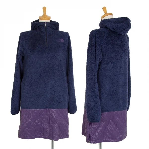 ザノースフェイスTHE NORTH FACE ボア切替中綿ナイロンキルティングフードワンピース 紺紫L K-103308_001