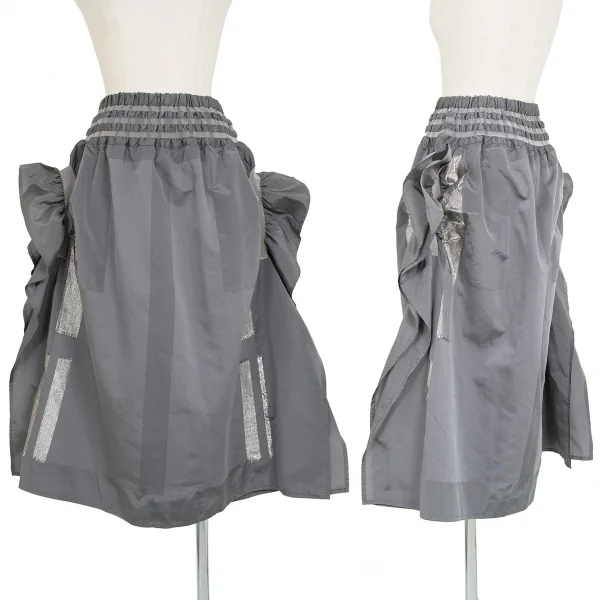 イッセイミヤケISSEY MIYAKE A-POC INSIDE サイドギャザーフリルスリットグリッタースカート