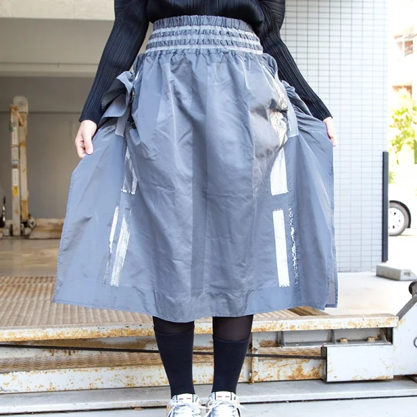 ISSEY MIYAKE A-POC INSIDE Side Gather Frill Glitter Skirt K-103319_012