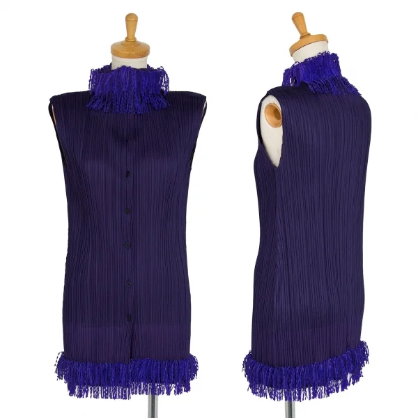 プリーツプリーズPLEATS PLEASE フリンジペーストハイネックノースリーブシャツ