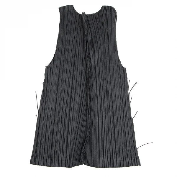 プリーツプリーズPLEATS PLEASE ジグザグカットオフノースリーブトップス チャコール3 K-103343_010