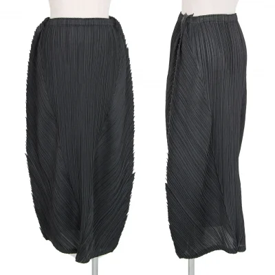 プリーツプリーズPLEATS PLEASE ジグザグカットオフスカート チャコール