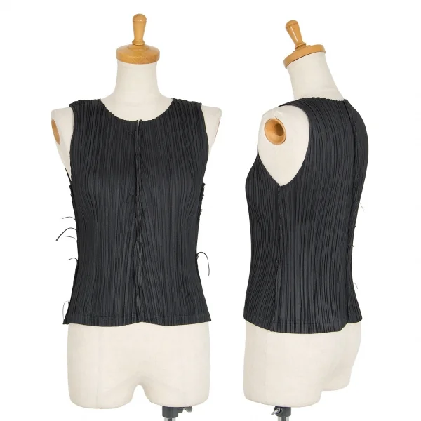 プリーツプリーズPLEATS PLEASE ジグザグカットオフノースリーブセットアップ チャコール3・2 K-103345_002