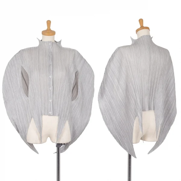プリーツプリーズPLEATS PLEASE 変形ポンチョデザインシャツ シルバーグレーF K-103355_001