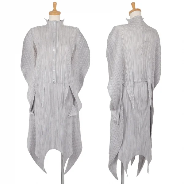 プリーツプリーズPLEATS PLEASE 変形ポンチョデザインシャツ シルバーグレーF K-103355_014