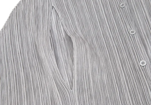 プリーツプリーズPLEATS PLEASE 変形ポンチョデザインシャツ シルバーグレーF K-103355_005