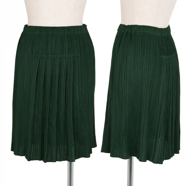 プリーツプリーズPLEATS PLEASE プリーツ切替ミニスカート 深緑3 K-103360_001