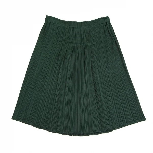 プリーツプリーズPLEATS PLEASE プリーツ切替ミニスカート 深緑3 K-103360_002