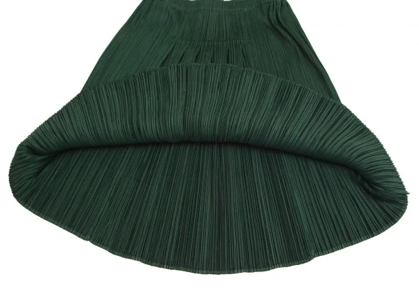 プリーツプリーズPLEATS PLEASE プリーツ切替ミニスカート 深緑3 K-103360_006