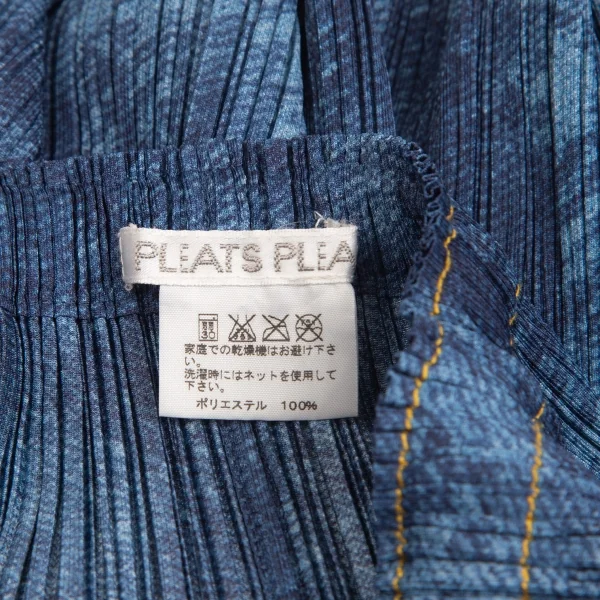 プリーツプリーズPLEATS PLEASE デニム転写ステッチスカート インディゴ2 K-103361_012
