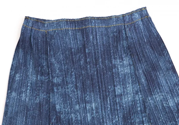 プリーツプリーズPLEATS PLEASE デニム転写ステッチスカート インディゴ2 K-103361_003