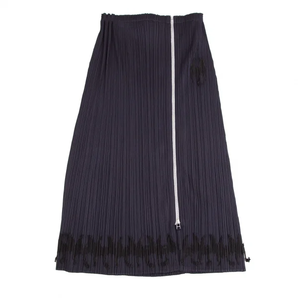 プリーツプリーズPLEATS PLEASE コウモリパッチフルジップスカート 紺2 K-103367_002
