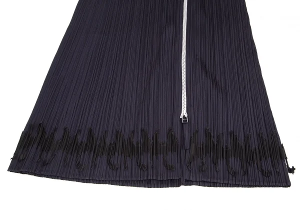 プリーツプリーズPLEATS PLEASE コウモリパッチフルジップスカート 紺2 K-103367_006