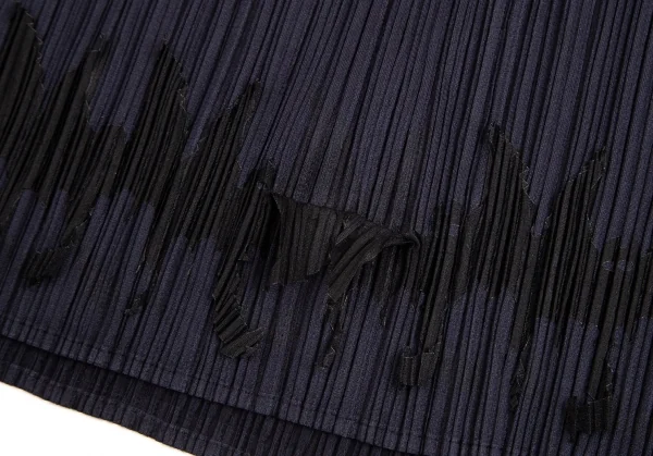 プリーツプリーズPLEATS PLEASE コウモリパッチフルジップスカート 紺2 K-103367_008