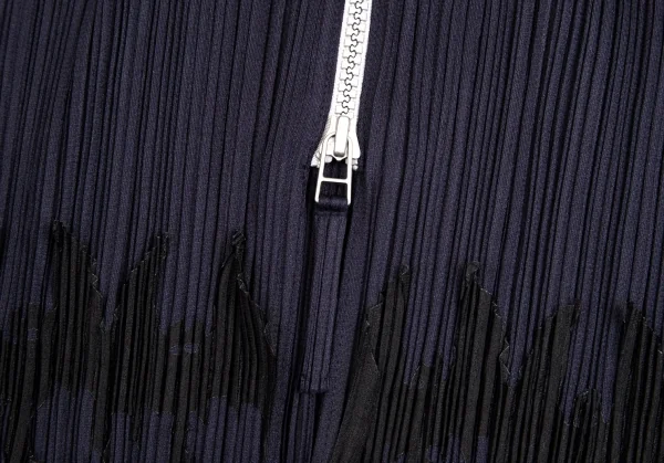 プリーツプリーズPLEATS PLEASE コウモリパッチフルジップスカート 紺2 K-103367_009