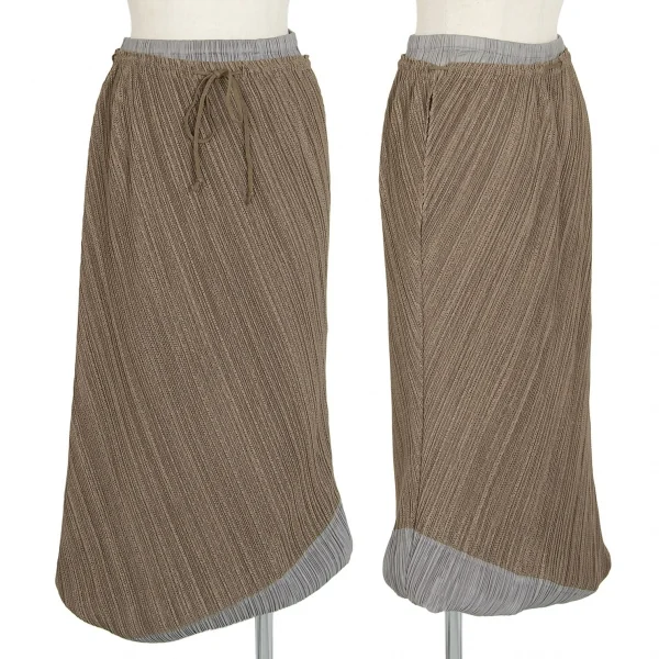 プリーツプリーズPLEATS PLEASE メッシュ切替バルーンスカート モカグレー3 K-103369_001