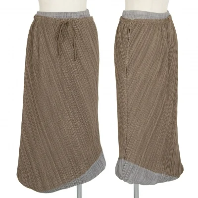 プリーツプリーズPLEATS PLEASE メッシュ切替バルーンスカート モカグレー