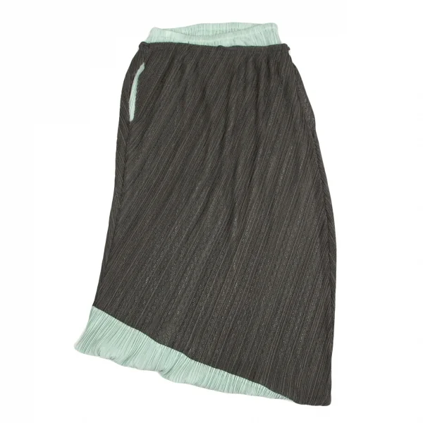 プリーツプリーズPLEATS PLEASE メッシュ切替バルーンスカート ミント深緑3 K-103370_010