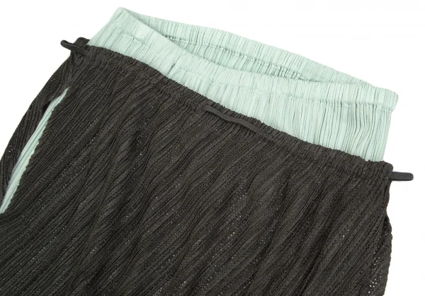 プリーツプリーズPLEATS PLEASE メッシュ切替バルーンスカート ミント深緑3 K-103370_011