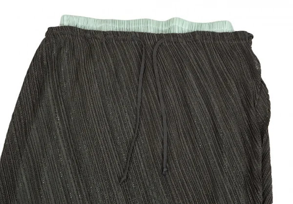 プリーツプリーズPLEATS PLEASE メッシュ切替バルーンスカート ミント深緑3 K-103370_003