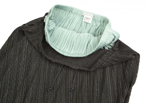 プリーツプリーズPLEATS PLEASE メッシュ切替バルーンスカート ミント深緑3 K-103370_005