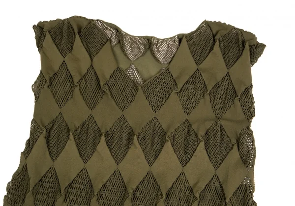プリーツプリーズPLEATS PLEASE A-POC メッシュダイヤノースリーブワンピース カーキ3 K-103376_003