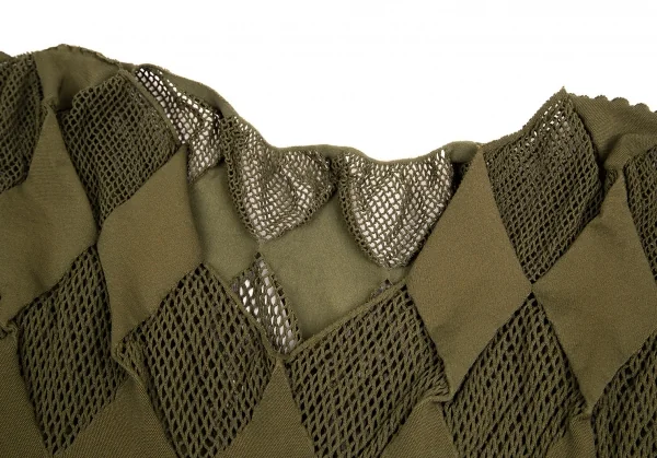 プリーツプリーズPLEATS PLEASE A-POC メッシュダイヤノースリーブワンピース カーキ3 K-103376_004
