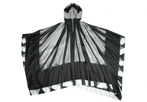 プリーツプリーズPLEATS PLEASE ルーズシルエットハーフジップフードポンチョ グレー濃淡F K-103385_002