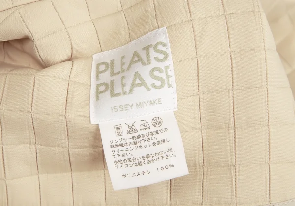プリーツプリーズPLEATS PLEASE ブロック織りステンカラーショートコート ベージュ3 K-103386_015