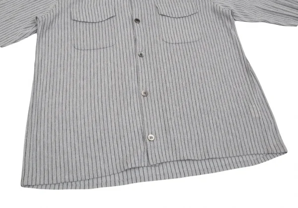 ワイズフォーメンY's for men レーヨンポリストライプオープンカラーシャツ ライトグレーM K-103389_010
