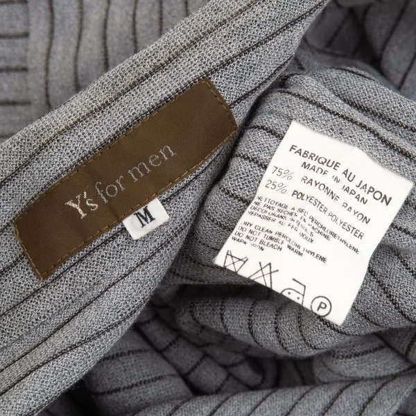 ワイズフォーメンY's for men レーヨンポリストライプオープンカラーシャツ ライトグレーM K-103389_019