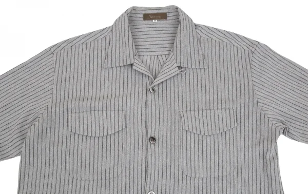 ワイズフォーメンY's for men レーヨンポリストライプオープンカラーシャツ ライトグレーM K-103389_002