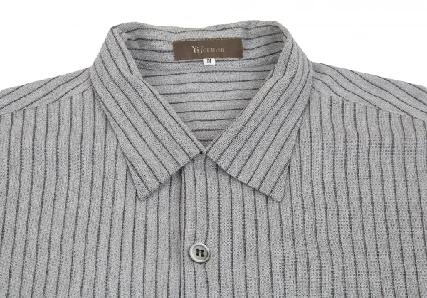 ワイズフォーメンY's for men レーヨンポリストライプオープンカラーシャツ ライトグレーM K-103389_005