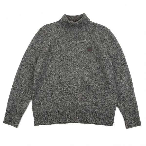 パパスPapas ウールカシミヤワンポイントロゴタートルネックニットセーター 杢グレー48M K-103413_001