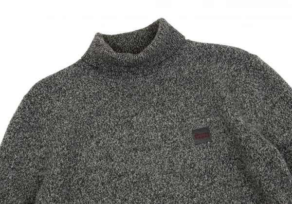パパスPapas ウールカシミヤワンポイントロゴタートルネックニットセーター 杢グレー48M K-103413_002