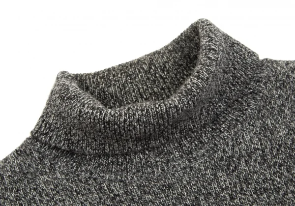 パパスPapas ウールカシミヤワンポイントロゴタートルネックニットセーター 杢グレー48M K-103413_003