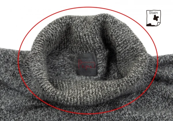 パパスPapas ウールカシミヤワンポイントロゴタートルネックニットセーター 杢グレー48M K-103413_004
