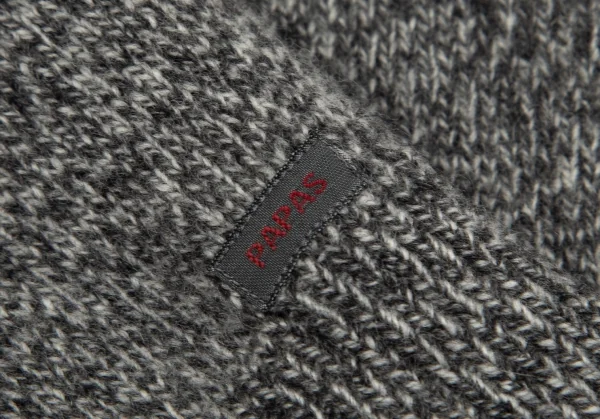 パパスPapas ウールカシミヤワンポイントロゴタートルネックニットセーター 杢グレー48M K-103413_009