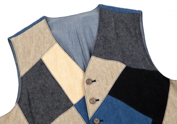 Papas Linen Patchwork Vest K-103415_002