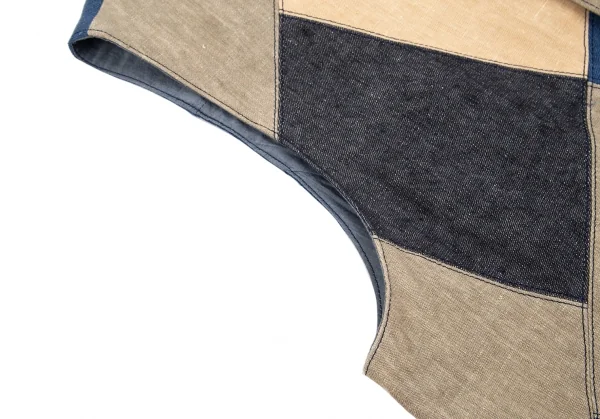 Papas Linen Patchwork Vest K-103415_005