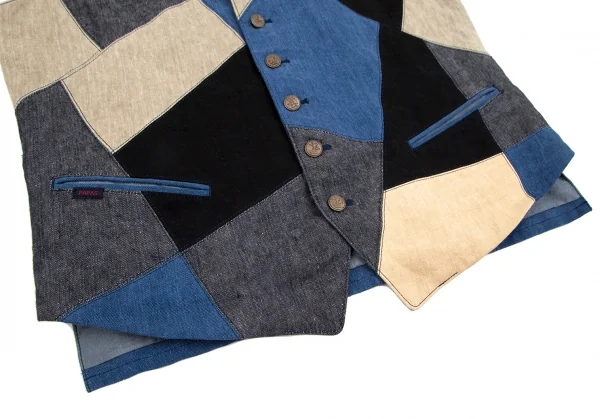Papas Linen Patchwork Vest K-103415_006