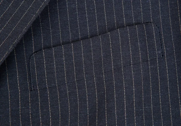 パパスPapas テッスーティディソンドリオESSUTI DI SONDRIO社ファブリックストライプ3Bジャケット 紺48M K-103421_004