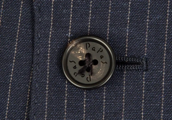 パパスPapas テッスーティディソンドリオESSUTI DI SONDRIO社ファブリックストライプ3Bジャケット 紺48M K-103421_005