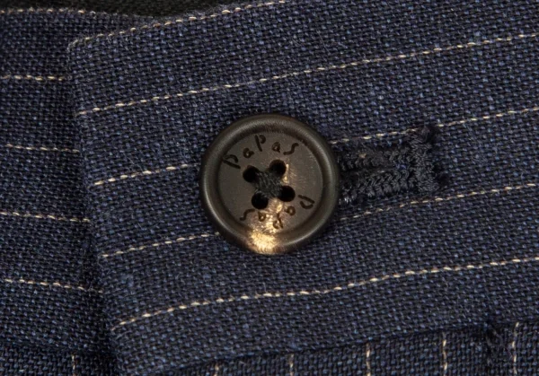 パパスPapas テッスーティディソンドリオESSUTI DI SONDRIO社ファブリックストライプスリムパンツ 紺50L K-103422_003