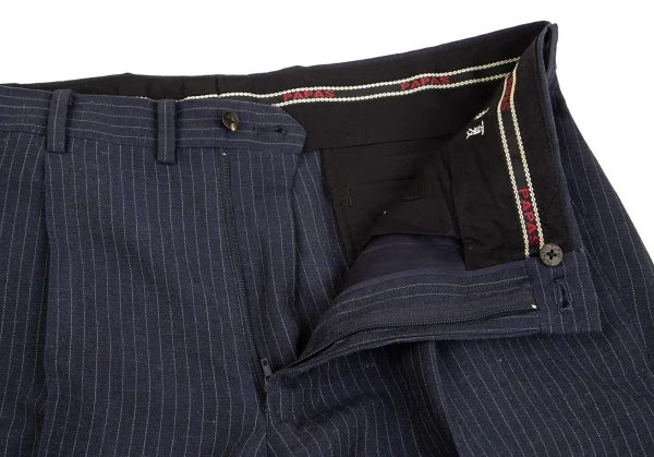 パパスPapas テッスーティディソンドリオESSUTI DI SONDRIO社ファブリックストライプスリムパンツ 紺50L K-103422_004
