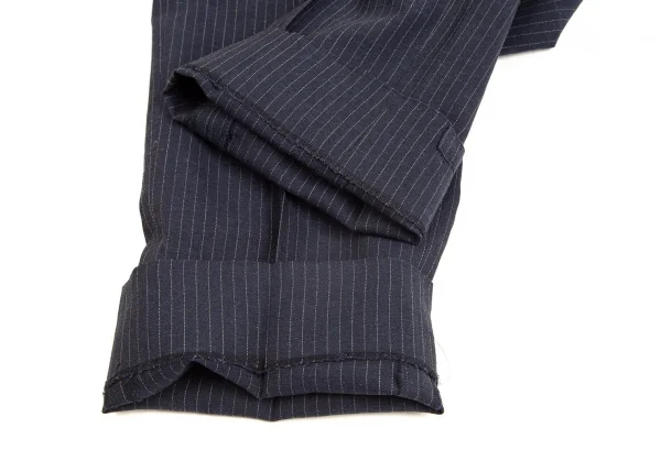 パパスPapas テッスーティディソンドリオESSUTI DI SONDRIO社ファブリックストライプスリムパンツ 紺50L K-103422_009