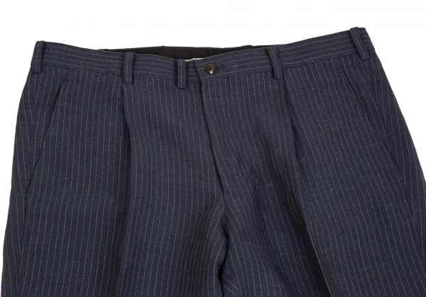 パパスPapas テッスーティディソンドリオESSUTI DI SONDRIO社ファブリックストライプセットアップスーツ 紺48M・50L K-103423_012