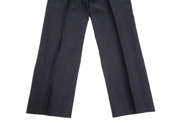 パパスPapas テッスーティディソンドリオESSUTI DI SONDRIO社ファブリックストライプセットアップスーツ 紺48M・50L K-103423_014