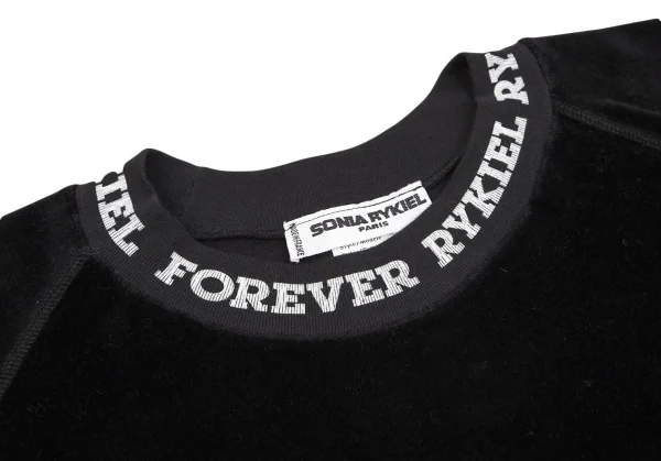 ソニアリキエルSONIA RYKIEL コットンナイロンネックプリントベロアトップス 黒M K-103434_004