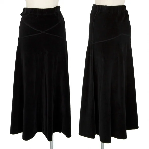 ソニアリキエルSONIA RYKIEL コットンナイロンベロアロングフレアスカート 黒2 K-103435_001